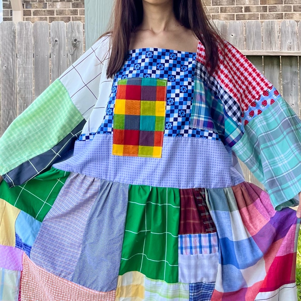 Handmade Quilted Patchwork Dress SKU 08092 Plaid